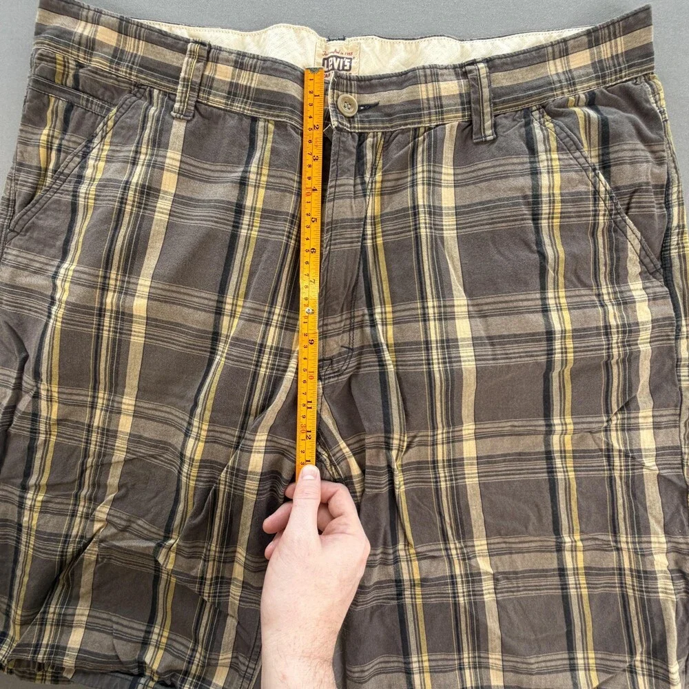 Levis Tab Twills Shorts Mens 40 Brown Plaid Cotton Chino 11 Inseam Casual Summer